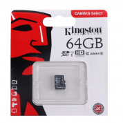 64Gb Kingston, Canvas Select, Class10, UHS-I U1 80Mb/s (microSDXC, без адаптера) - карта памяти